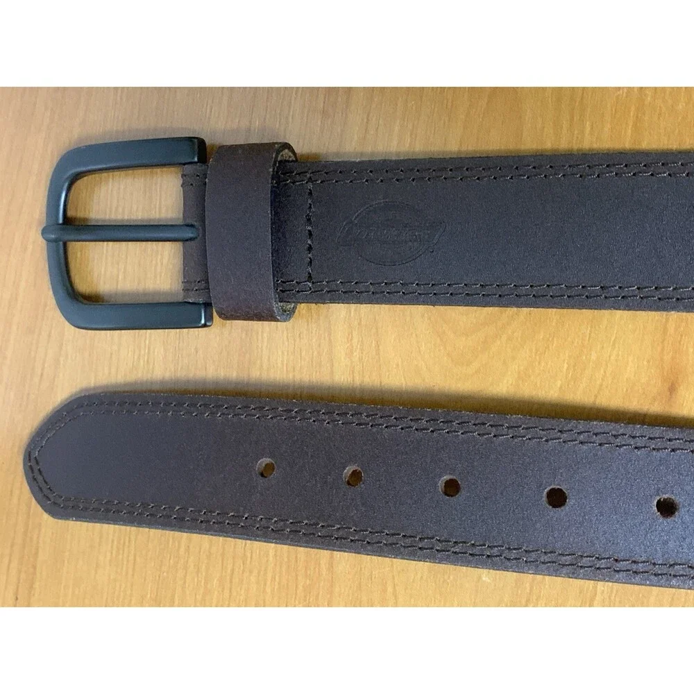 Dickies Brown Leather Men’s Belt Black Buckle Size 52”